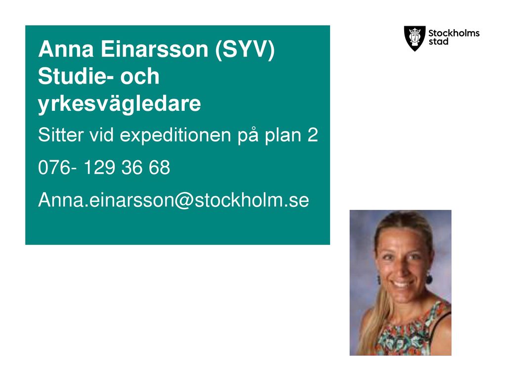 Anna Einarsson (SYV) Studie- och yrkesvägledare
