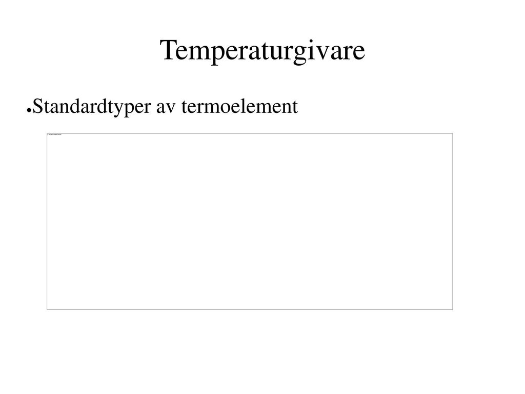 Temperaturgivare Standardtyper av termoelement