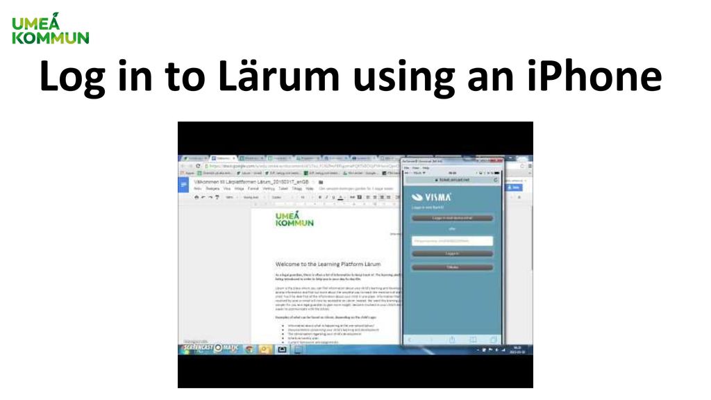Log in to Lärum using an iPhone