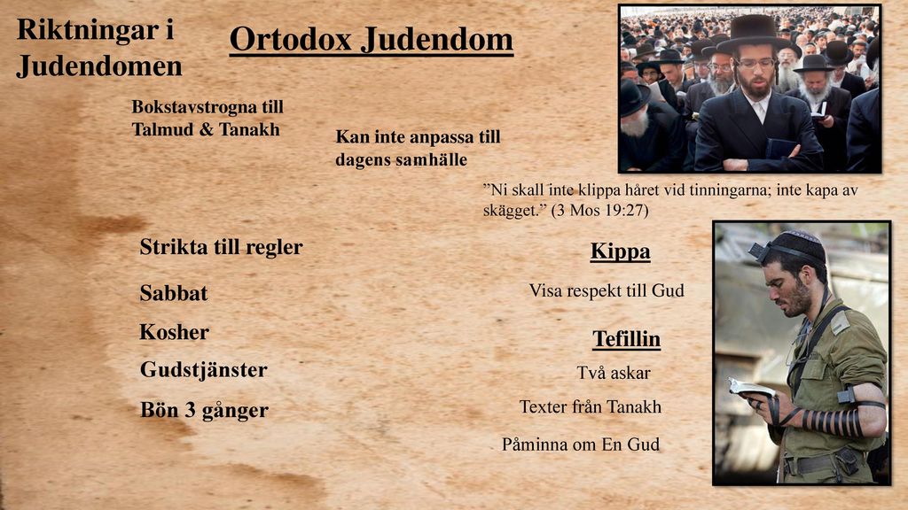 Ortodox Judendom Riktningar i Judendomen Strikta till regler Kippa