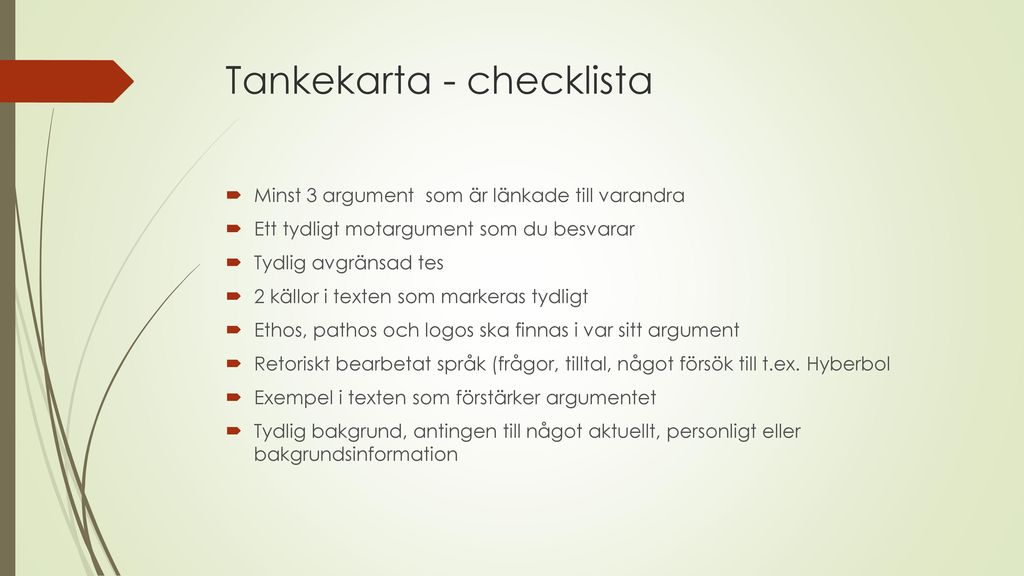 Tankekarta - checklista