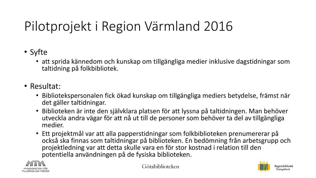 Pilotprojekt i Region Värmland 2016