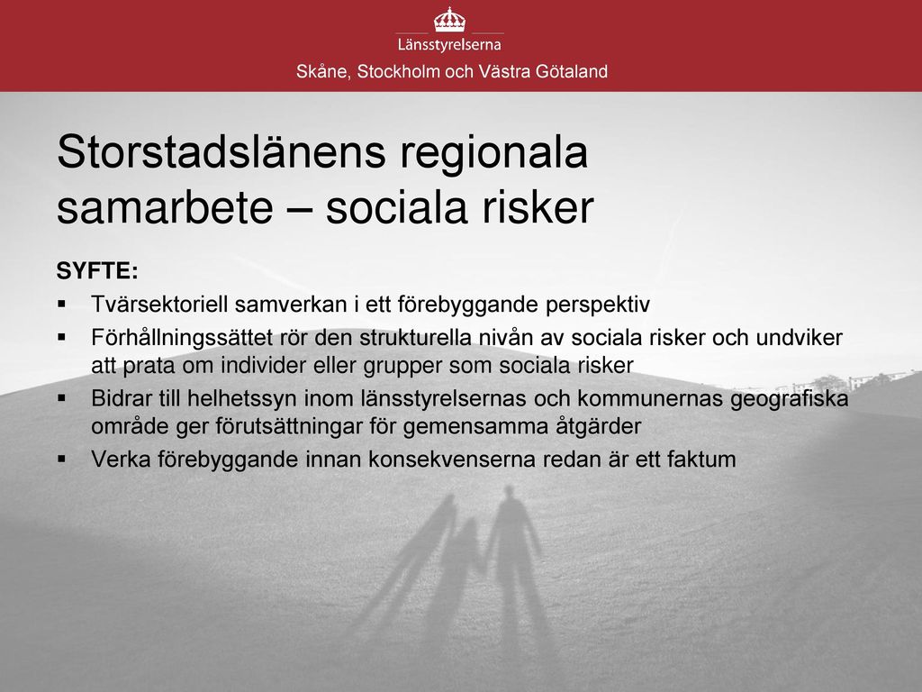 Storstadslänens regionala samarbete – sociala risker