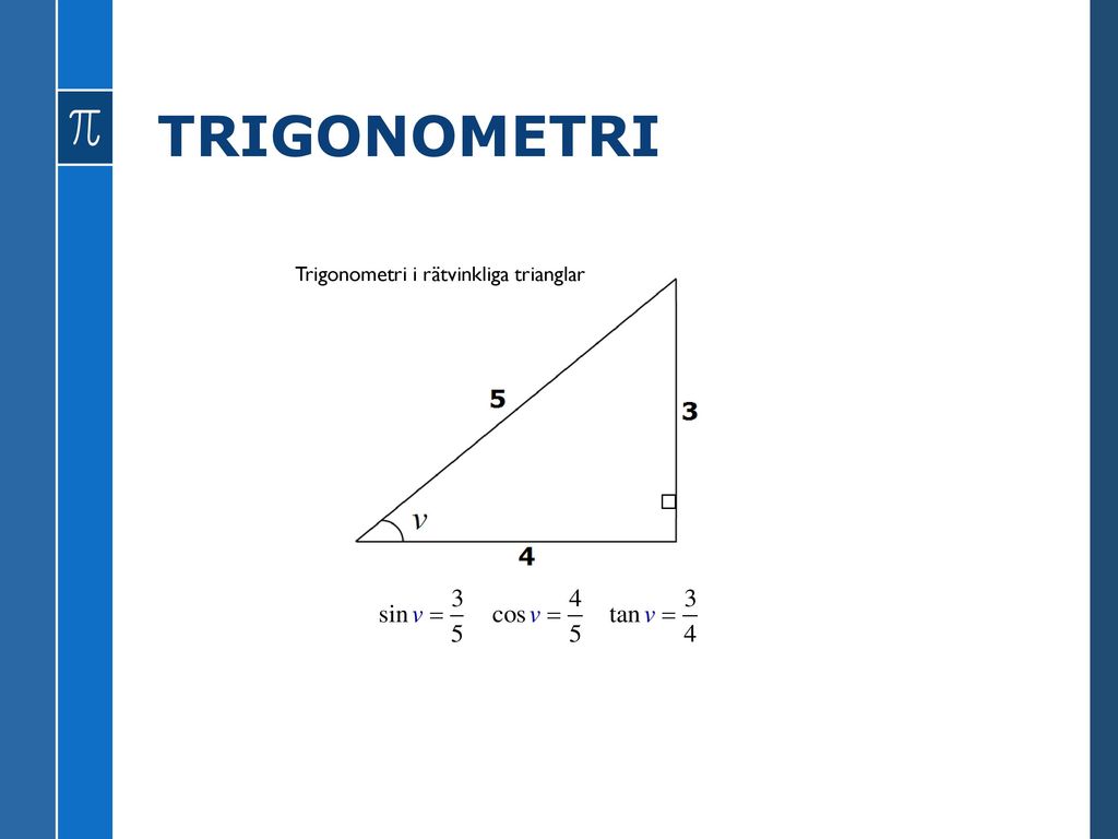 TRIGONOMETRI Trigonometri i rätvinkliga trianglar