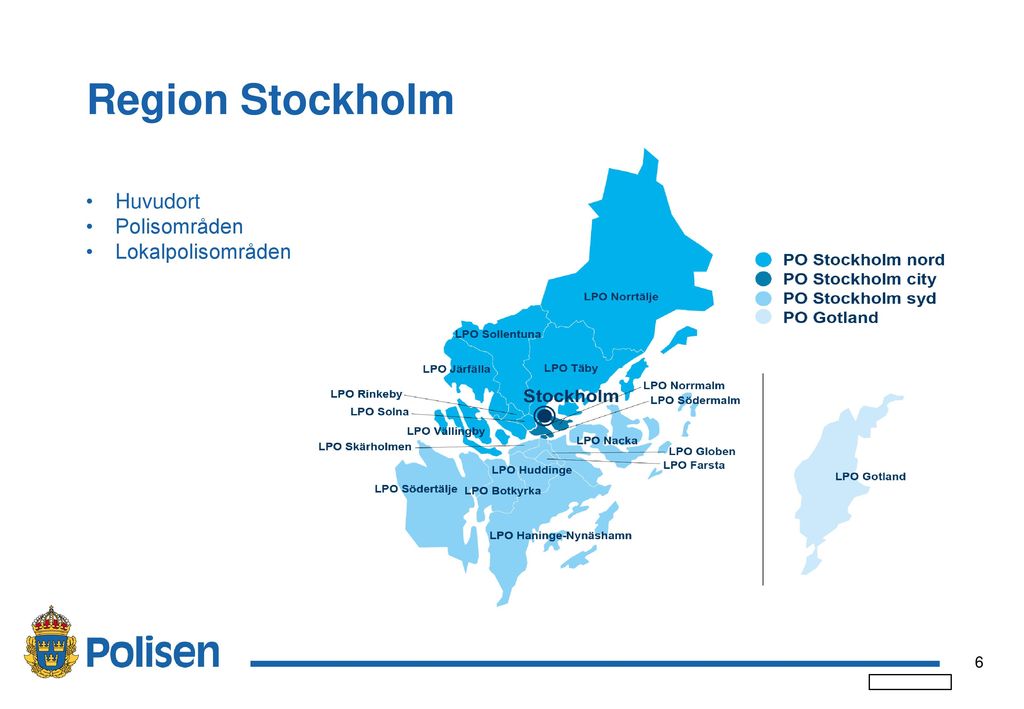 Region Stockholm Huvudort Polisområden Lokalpolisområden