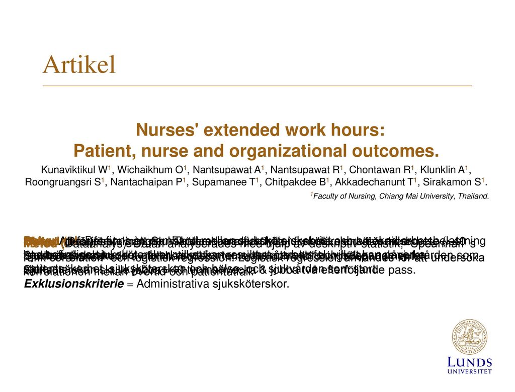 Patient, nurse and organizational outcomes.