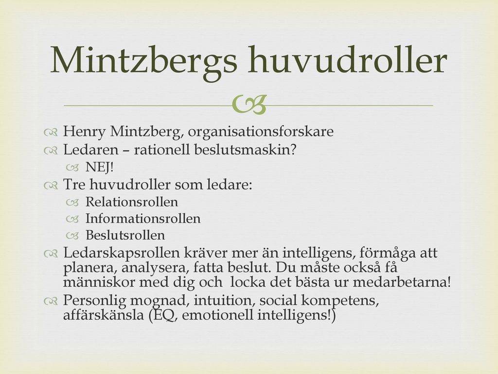 Mintzbergs huvudroller