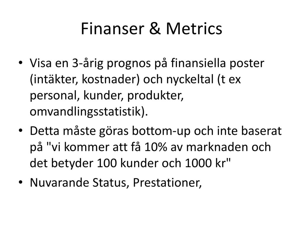 Finanser & Metrics