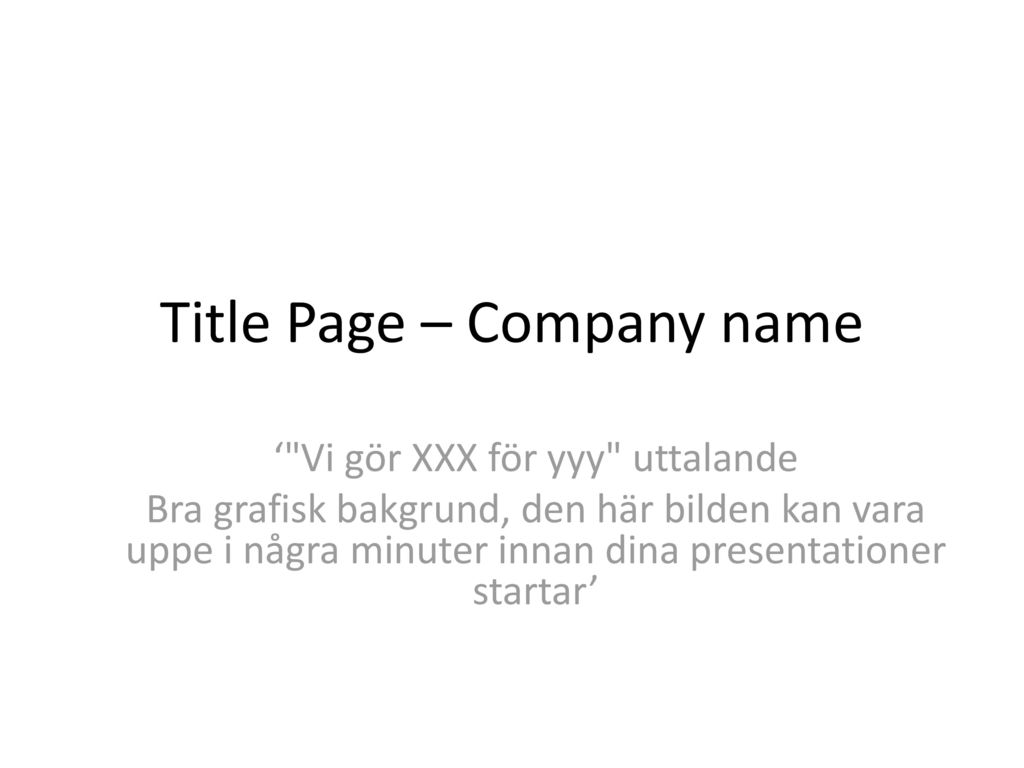 Title Page – Company name