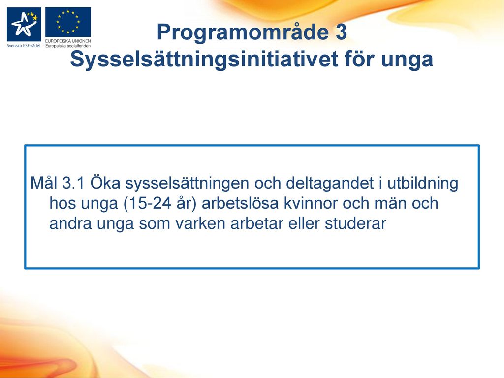 Europeiska Socialfonden Programstöd Och Utveckling - Ppt Ladda Ner