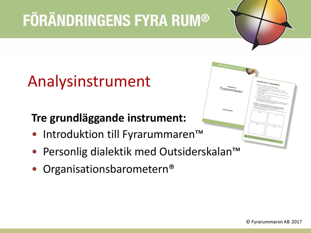 Analysinstrument Tre grundläggande instrument: