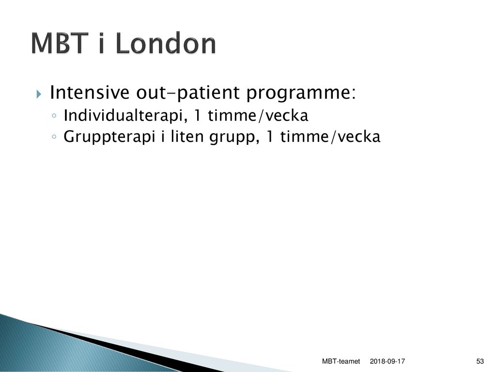 MBT i London Intensive out-patient programme: