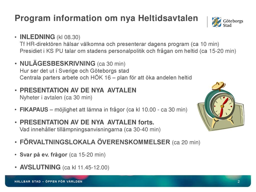 Program information om nya Heltidsavtalen