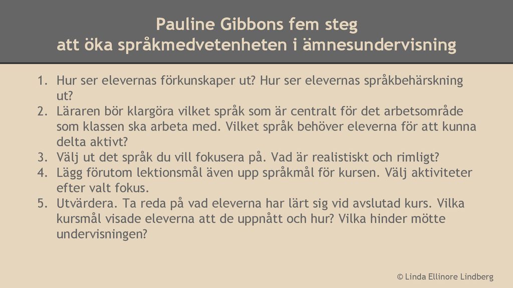 Pauline Gibbons fem steg