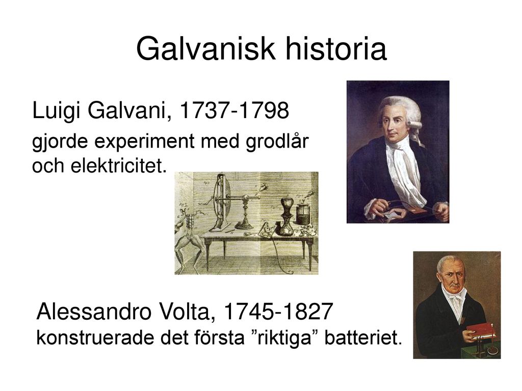 Galvanisk historia Luigi Galvani,