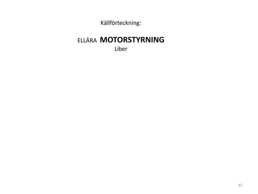 Källförteckning: ELLÄRA MOTORSTYRNING Liber