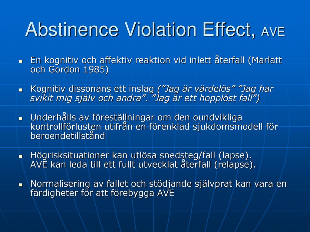 Abstinence Violation Effect, AVE