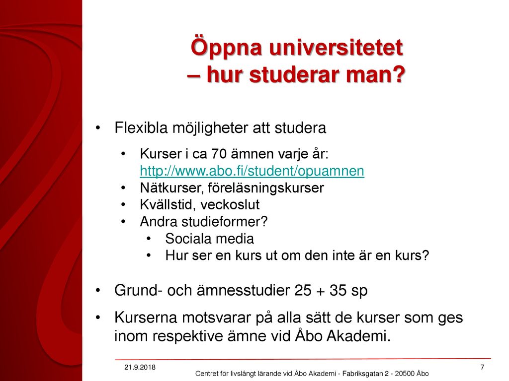 Välkomna Till Öppna Universitetet Vid Åbo Akademi! - Ppt Ladda Ner