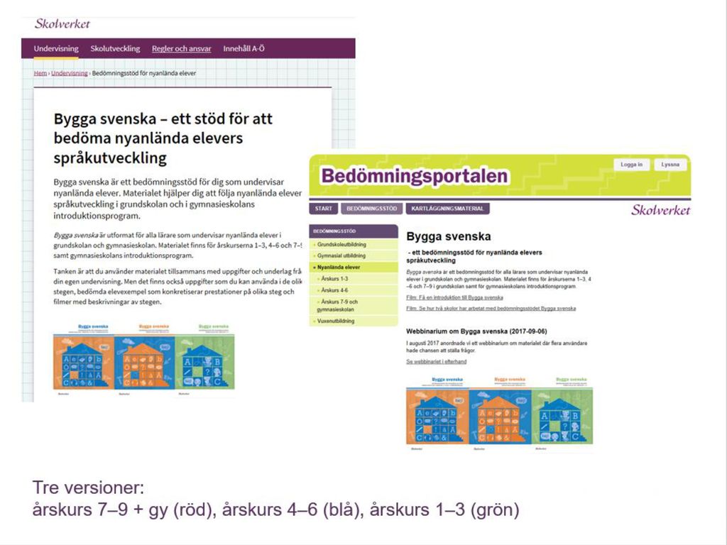Information om Bygga svenska finns på Skolverkets hemsida. www