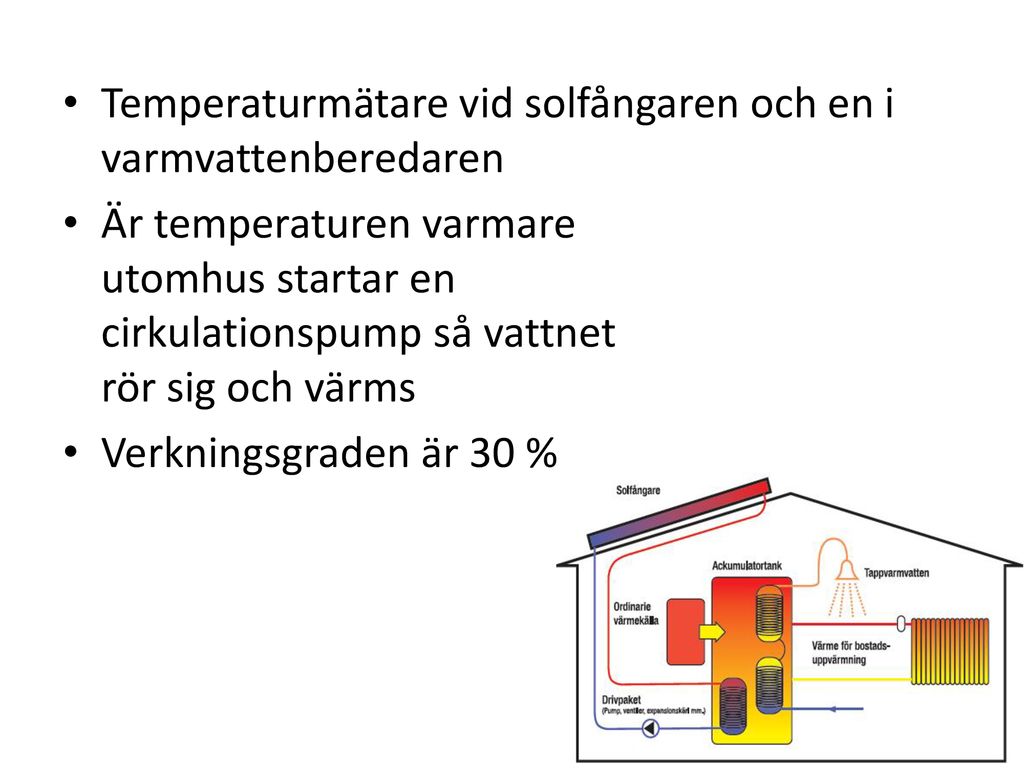 Temperaturmätare vid solfångaren och en i varmvattenberedaren