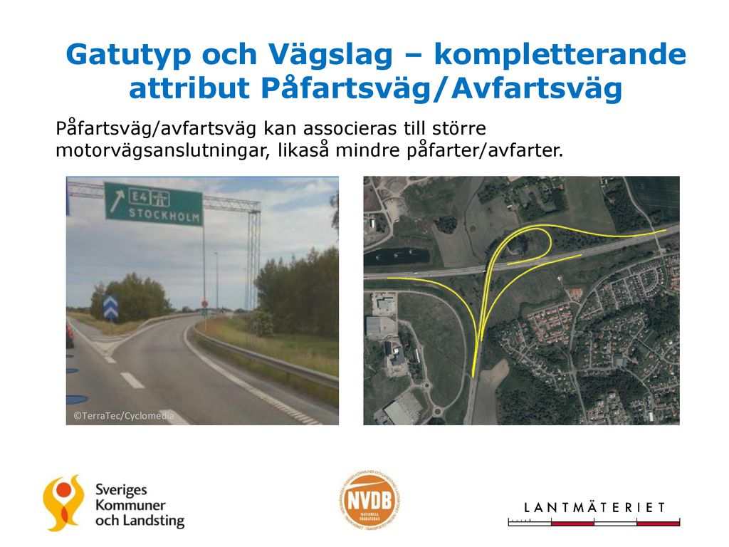 Gatutyp och Vägslag – kompletterande attribut Påfartsväg/Avfartsväg