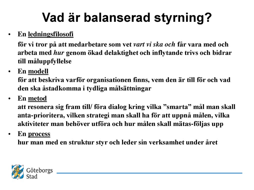 Introduktion Till Processen För Balanserad Styrning - Ppt Ladda Ner