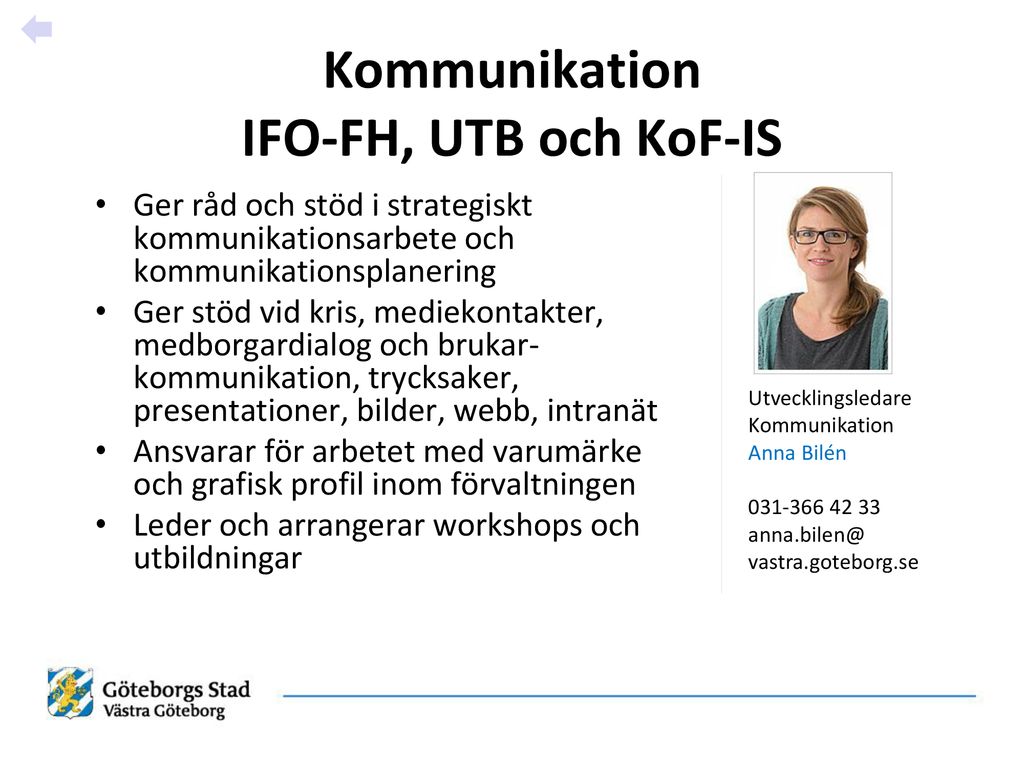 Kommunikation IFO-FH, UTB och KoF-IS