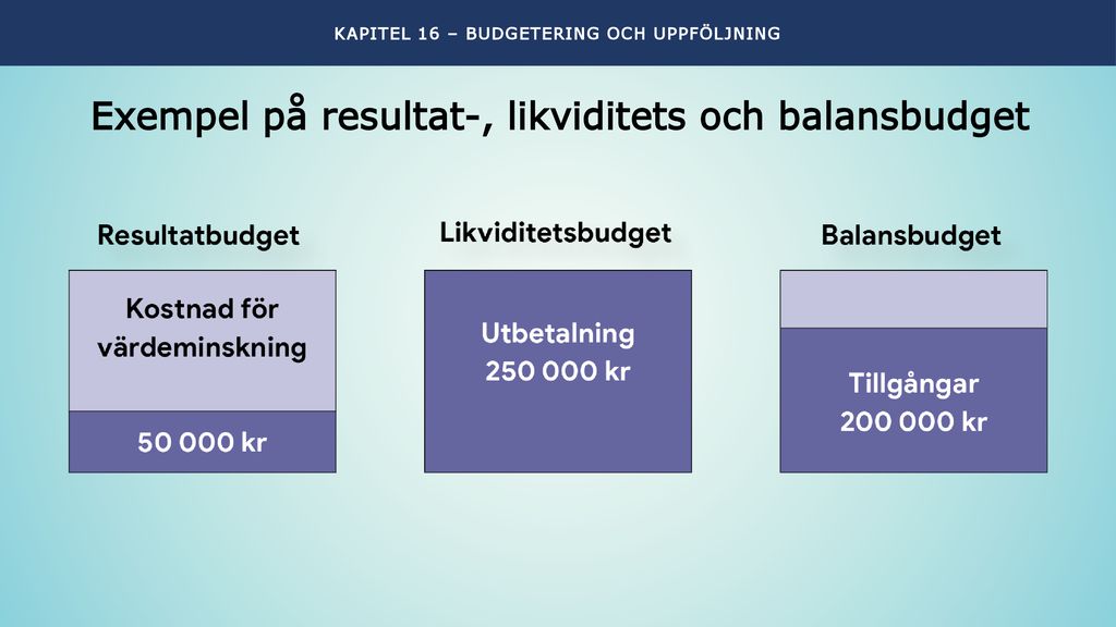 Exempel på resultat-, likviditets och balansbudget