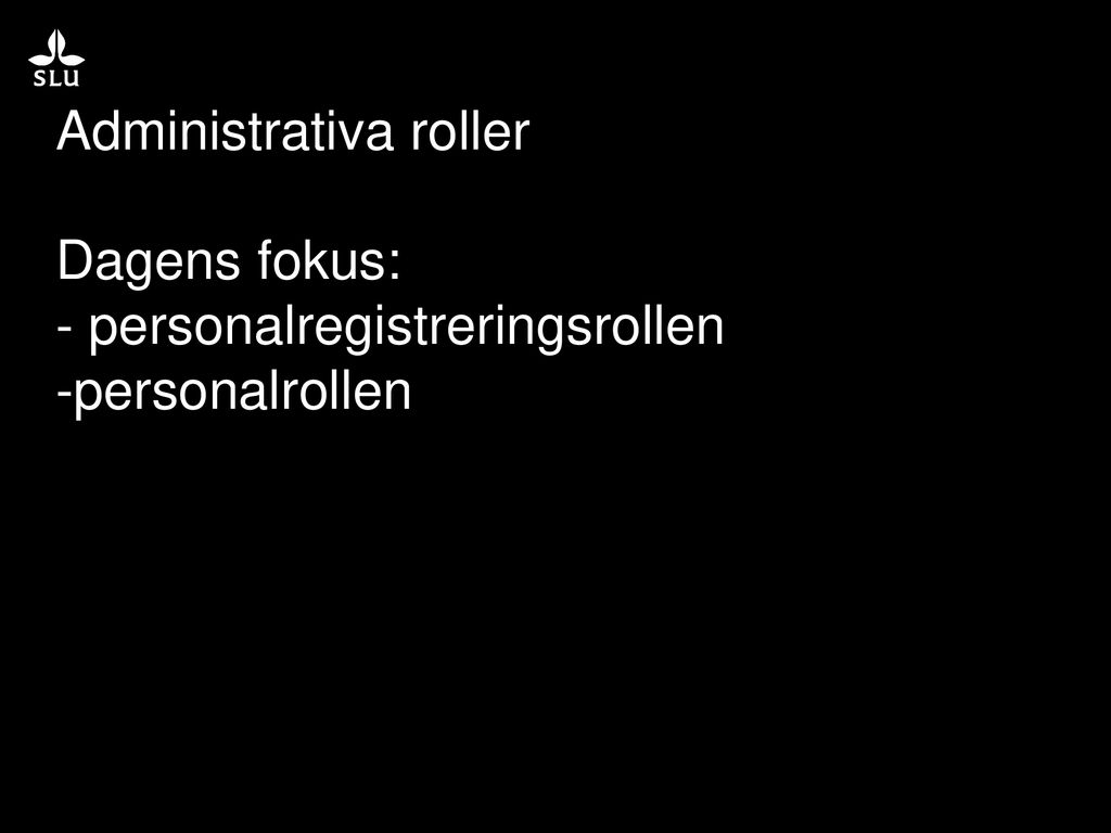 Personalrollen Och Personalregistreringsrollen - Ppt Ladda Ner