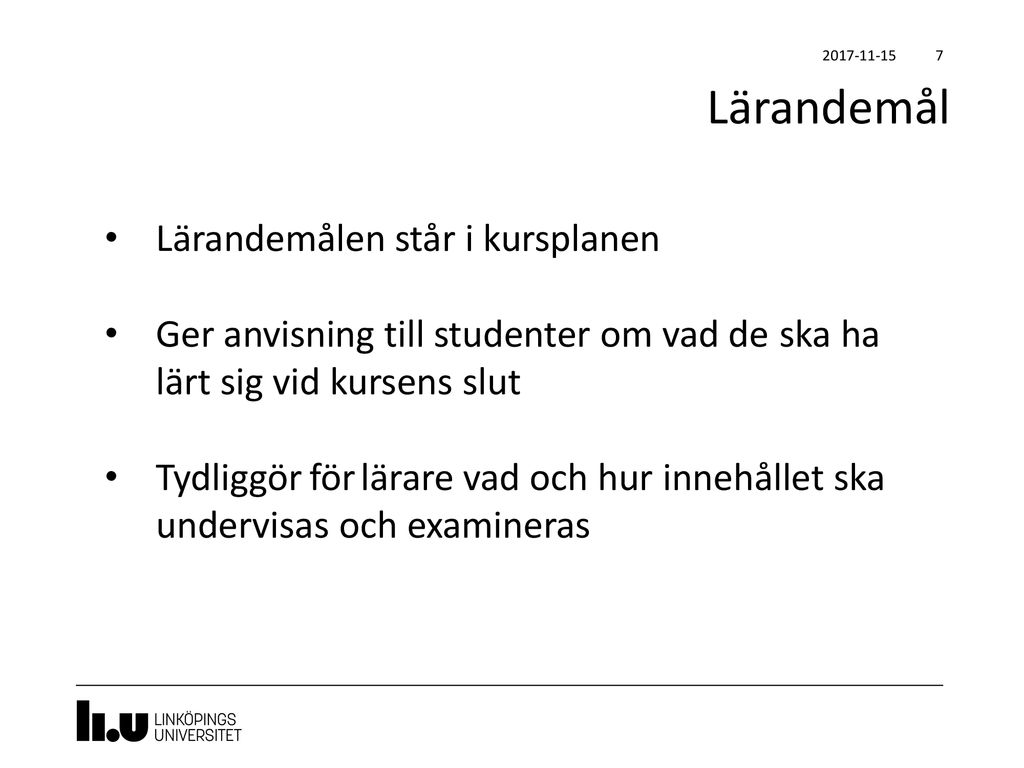 Utbildningsplan Lärandemål - Ppt Ladda Ner