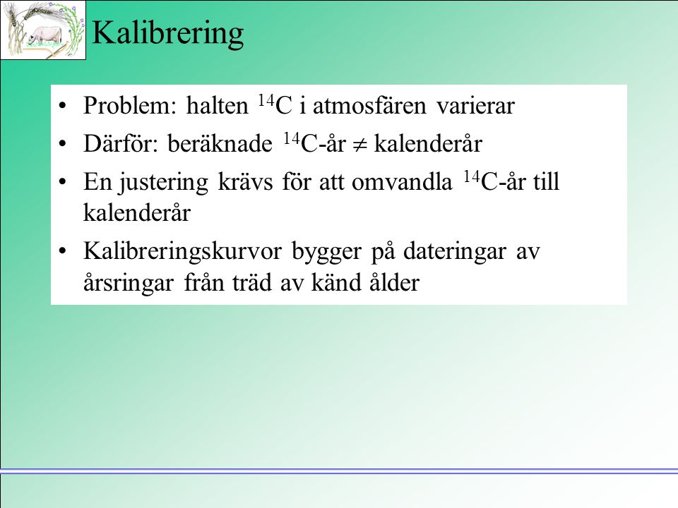 Kalibrering Problem: halten 14C i atmosfären varierar