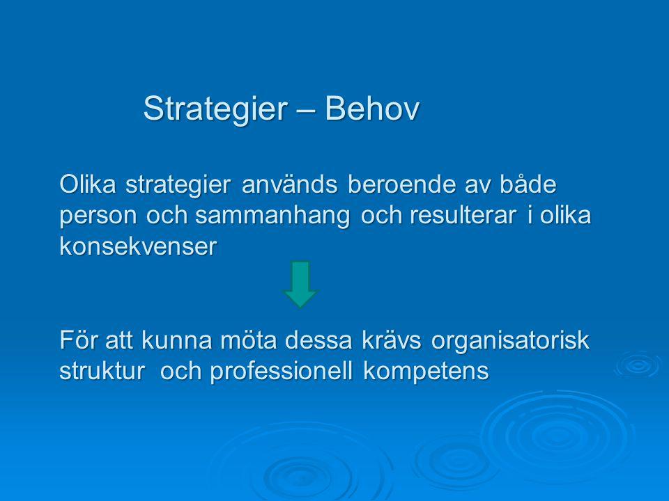Strategier – Behov Olika strategier används beroende av både person och sammanhang och resulterar i olika konsekvenser.