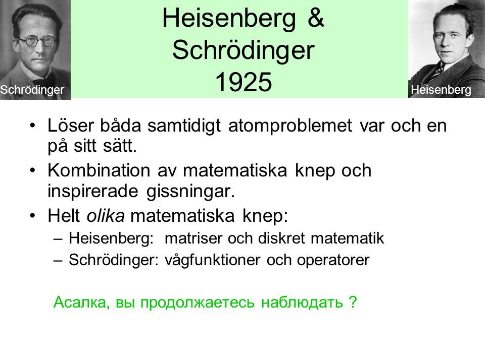Heisenberg & Schrödinger 1925