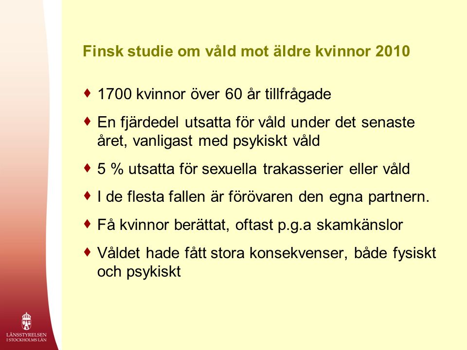 Finsk studie om våld mot äldre kvinnor 2010