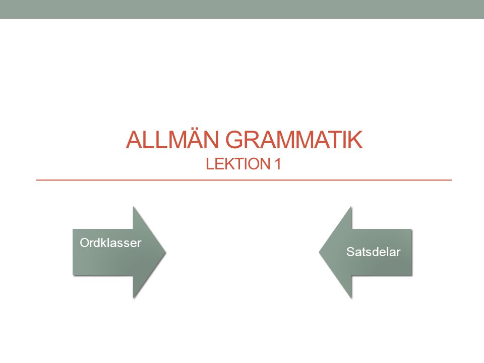 Allmän grammatik Lektion 1