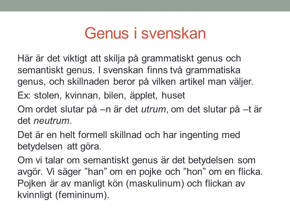 Genus i svenskan