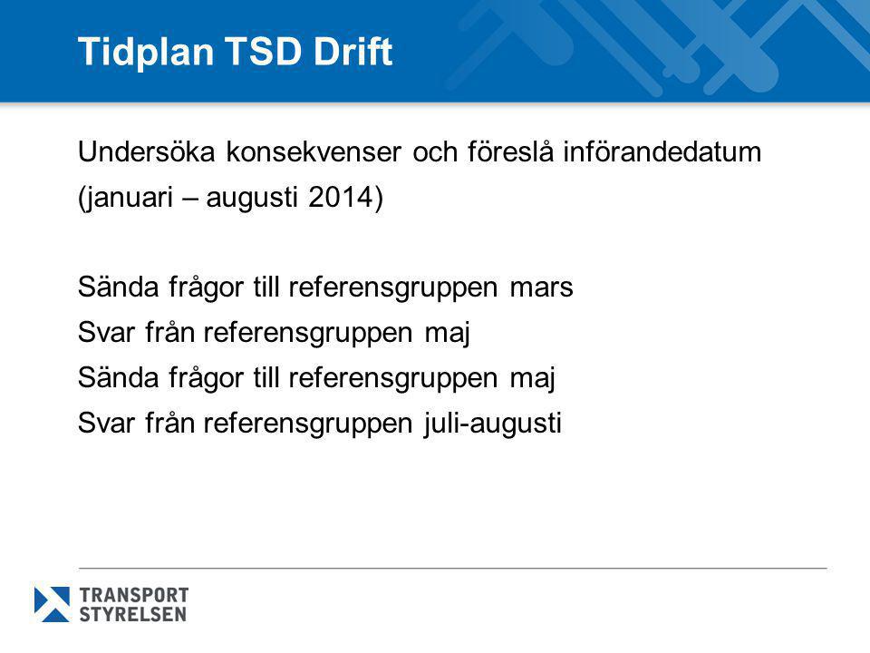 Tidplan TSD Drift