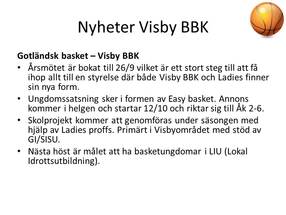 Nyheter Visby BBK Gotländsk basket – Visby BBK
