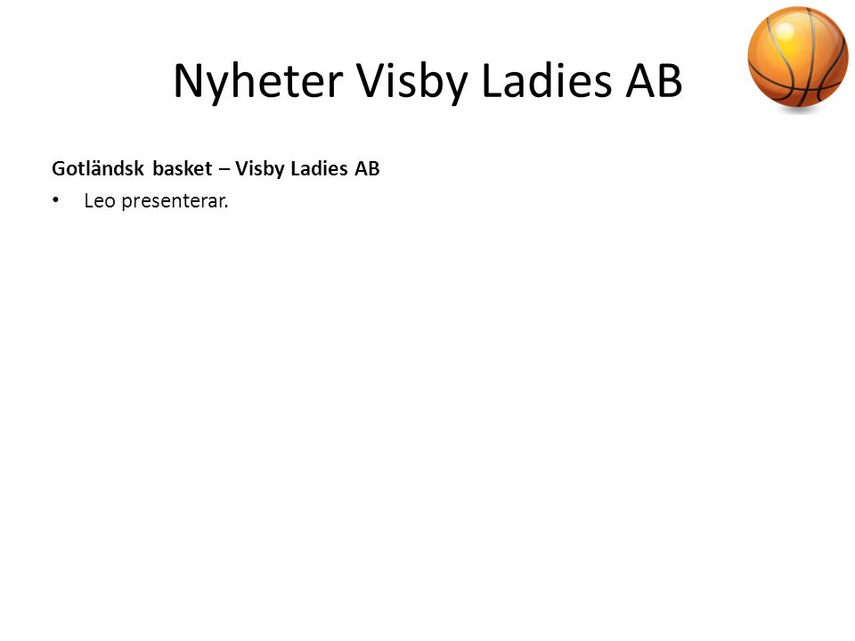 Nyheter Visby Ladies AB