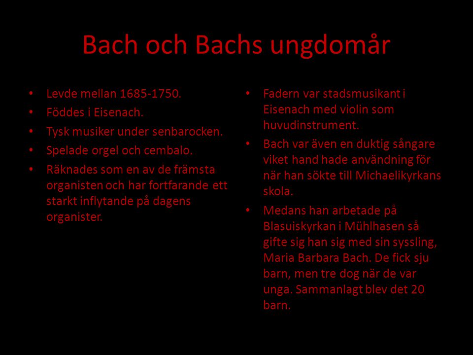 Bach och Bachs ungdomår