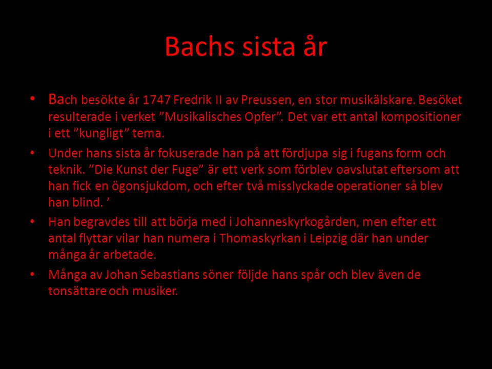 Bachs sista år