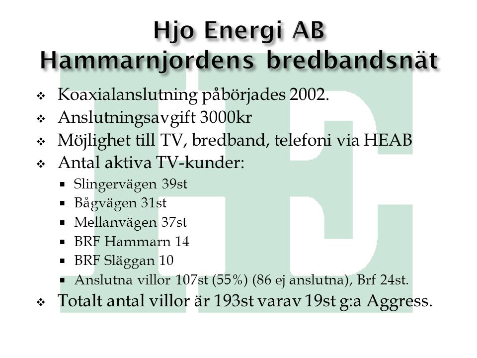 Hjo Energi AB Hammarnjordens bredbandsnät