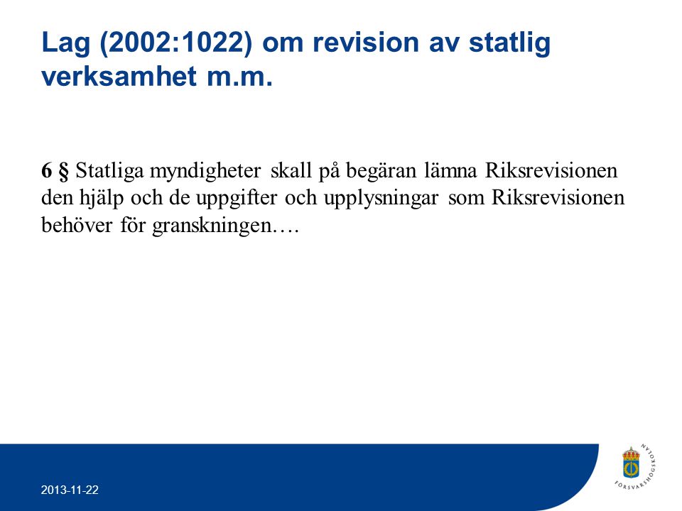 Lag (2002:1022) om revision av statlig verksamhet m.m.
