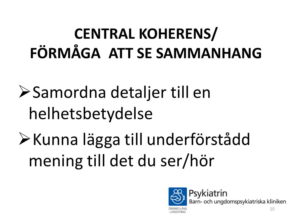 CENTRAL KOHERENS/ FÖRMÅGA ATT SE SAMMANHANG
