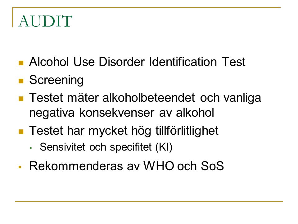 AUDIT Alcohol Use Disorder Identification Test Screening