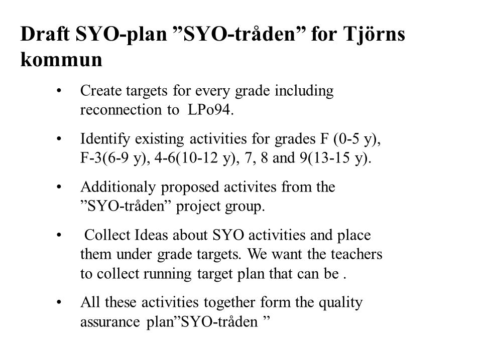 Draft SYO-plan SYO-tråden for Tjörns kommun