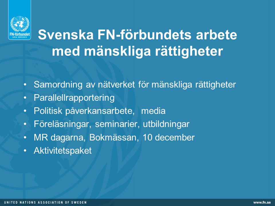 Svenska FN-förbundets arbete med mänskliga rättigheter