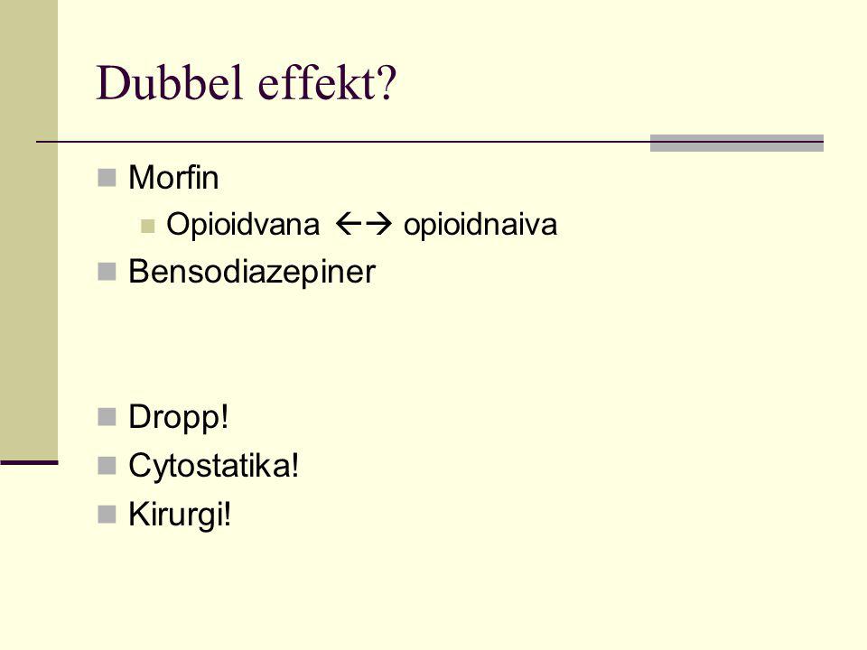 Dubbel effekt Morfin Bensodiazepiner Dropp! Cytostatika! Kirurgi!