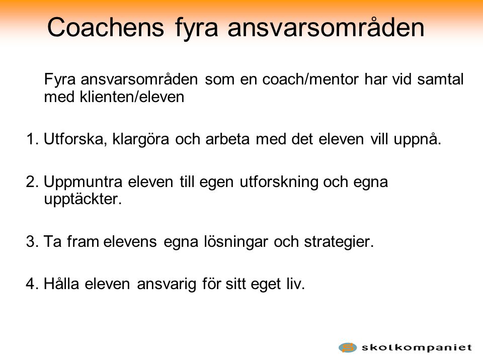 Coachens fyra ansvarsområden
