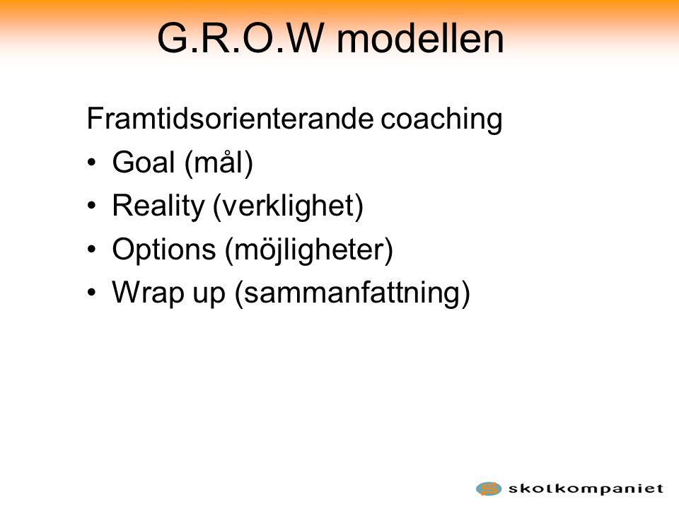 G.R.O.W modellen Framtidsorienterande coaching Goal (mål)